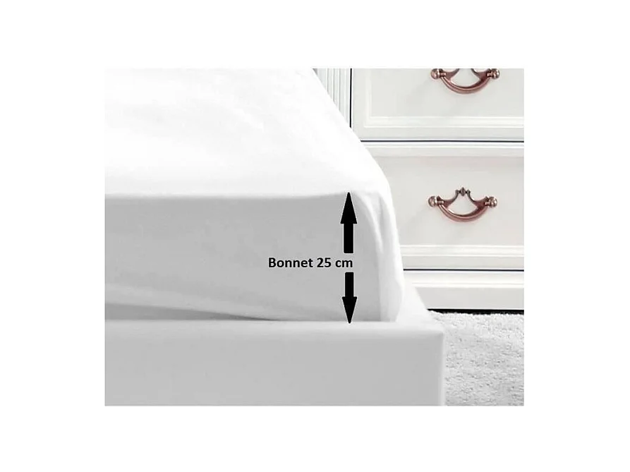 LOVELY HOME Drap Housse 100% coton 140x190x25 cm blanc