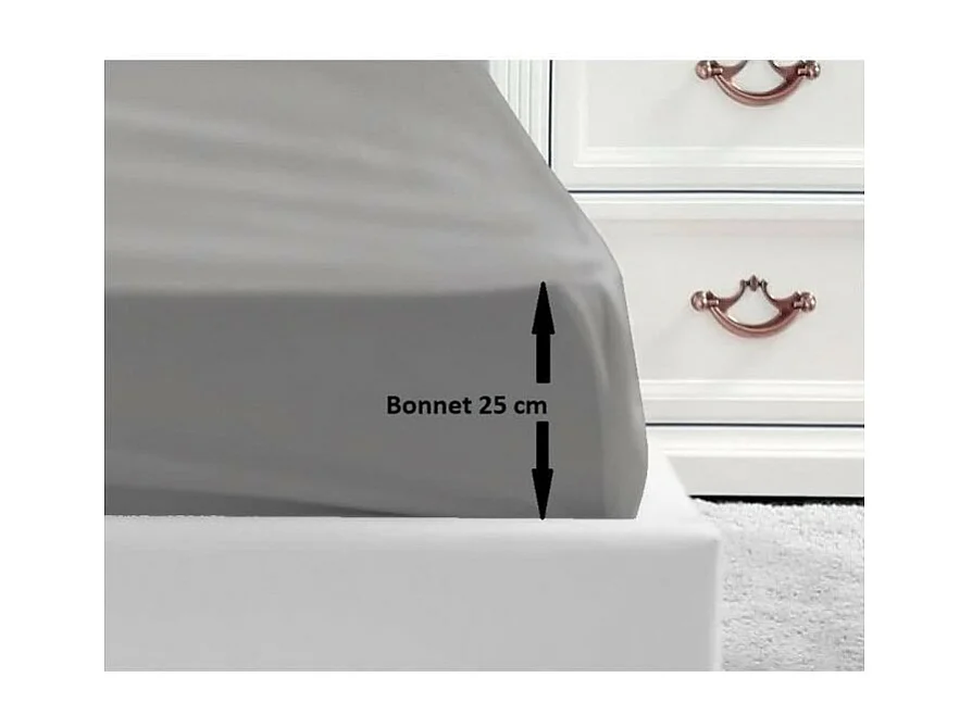 Sábana bajera 100% algodón 140 x 190 x 25 cm gris claro