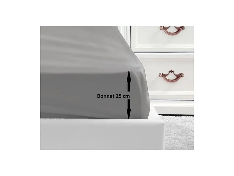 Lenzuolo con Angoli 100% Cotone 160x200x25 cm Grigio Chiaro