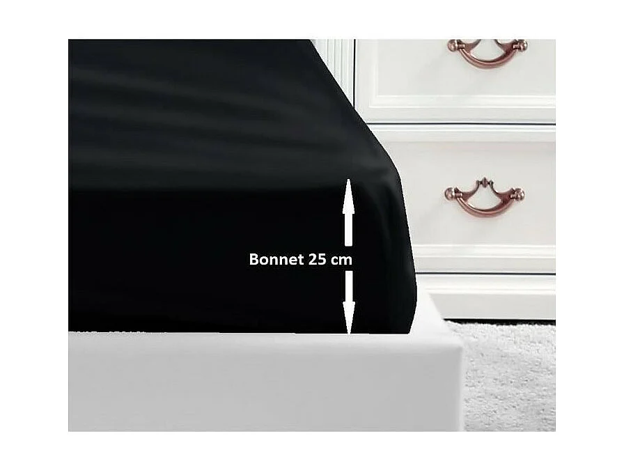 Spannbettlaken 100% Baumwolle schwarz 90x190x25 cm - OEKO-TEX zertifiziert