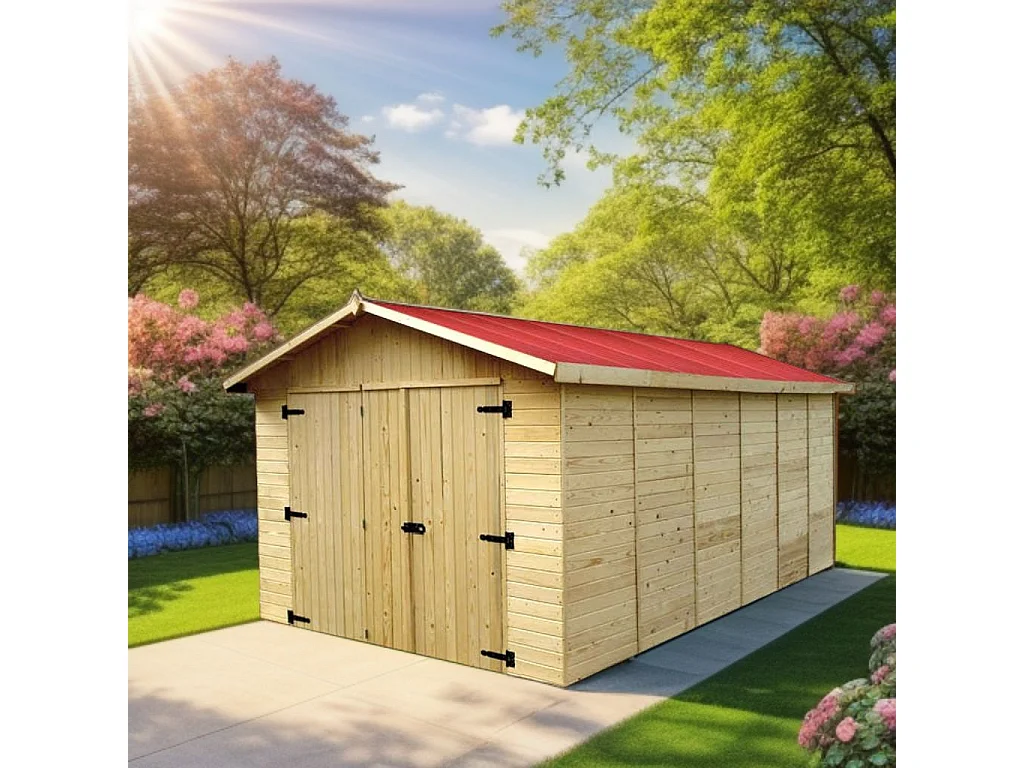 ABP12-Garage, Epicéa panneaux 16mm, 3.00 x 5.20m, 15.60m²