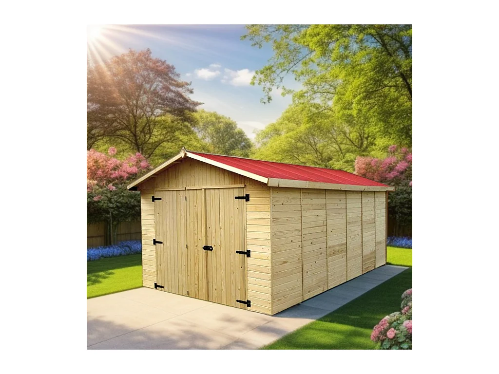 ABP12-Garage, Epicéa panneaux 16mm, 3.00 x 5.20m, 15.60m²