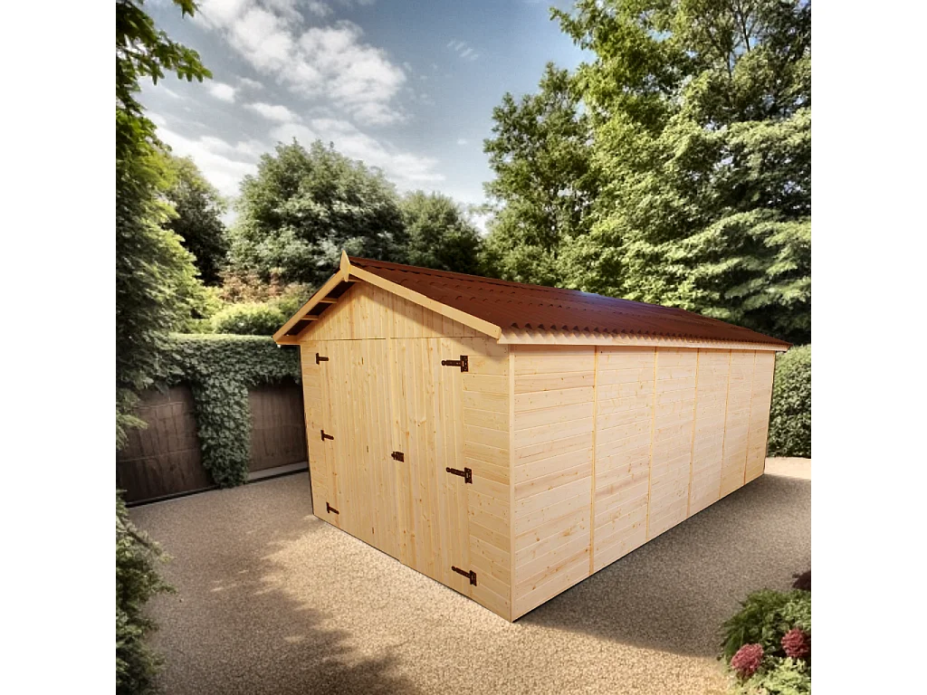 ABP12-Garage, Epicéa panneaux 16mm, 3.00 x 5.20m, 15.60m²