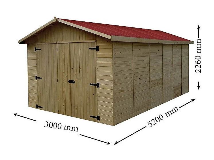 ABP12-Garage, Epicéa panneaux 16mm, 3.00 x 5.20m, 15.60m²