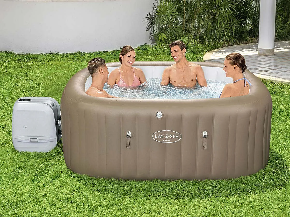 Spa Hinchable Bestway Lay-Z-Spa Palma 201x201x80 cm para 5-7 Personas con Hydrojet  y Cobertor