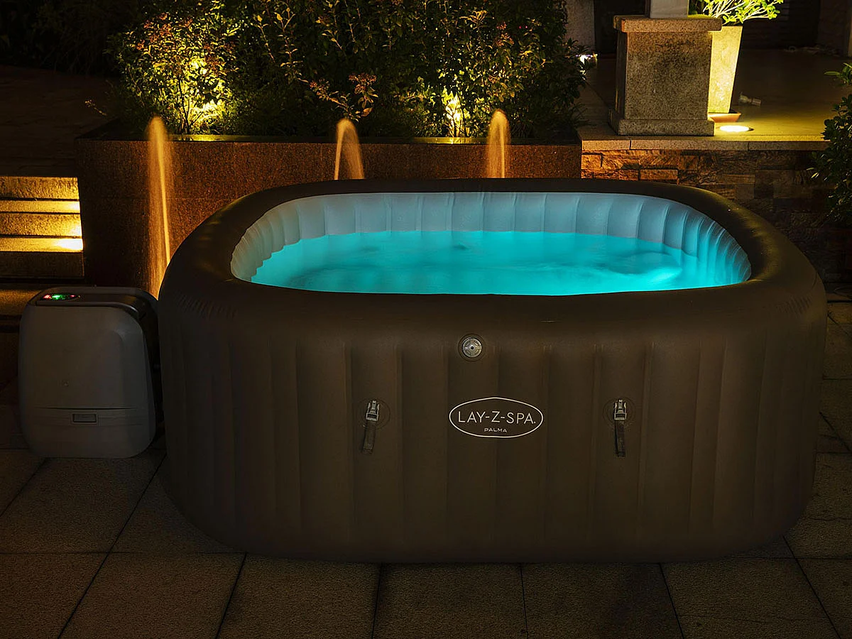 Spa Hinchable Bestway Lay-Z-Spa Palma 201x201x80 cm para 5-7 Personas con Hydrojet  y Cobertor