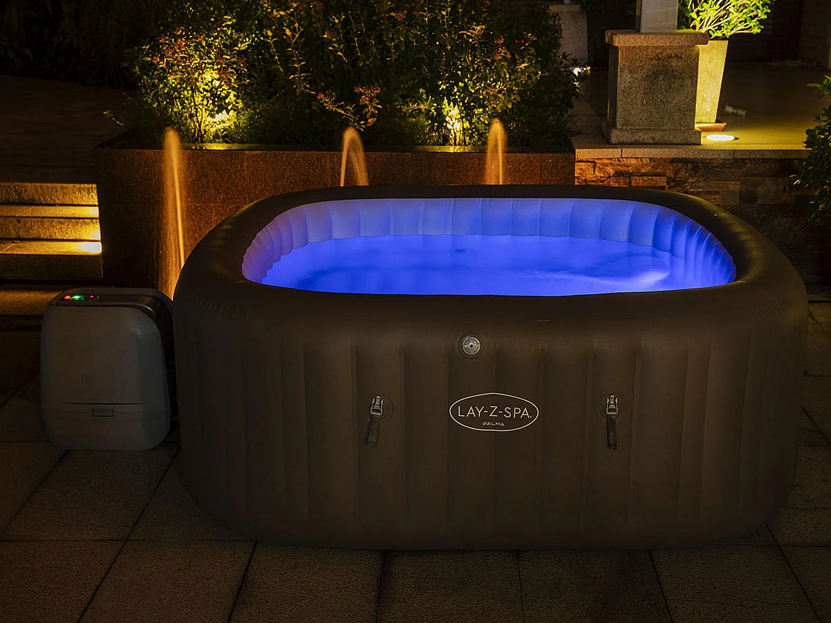 Spa Hinchable Bestway Lay-Z-Spa Palma 201x201x80 cm para 5-7 Personas con Hydrojet  y Cobertor