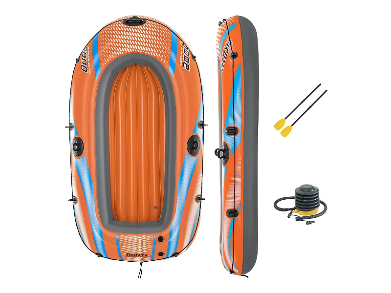 Barca Hinchable Para 1 Adulto y 1 Niño Bestway Kondor Elite 2000 Raft 196x106x31 cm con 2 Remos y Bomba de Pie Incluida