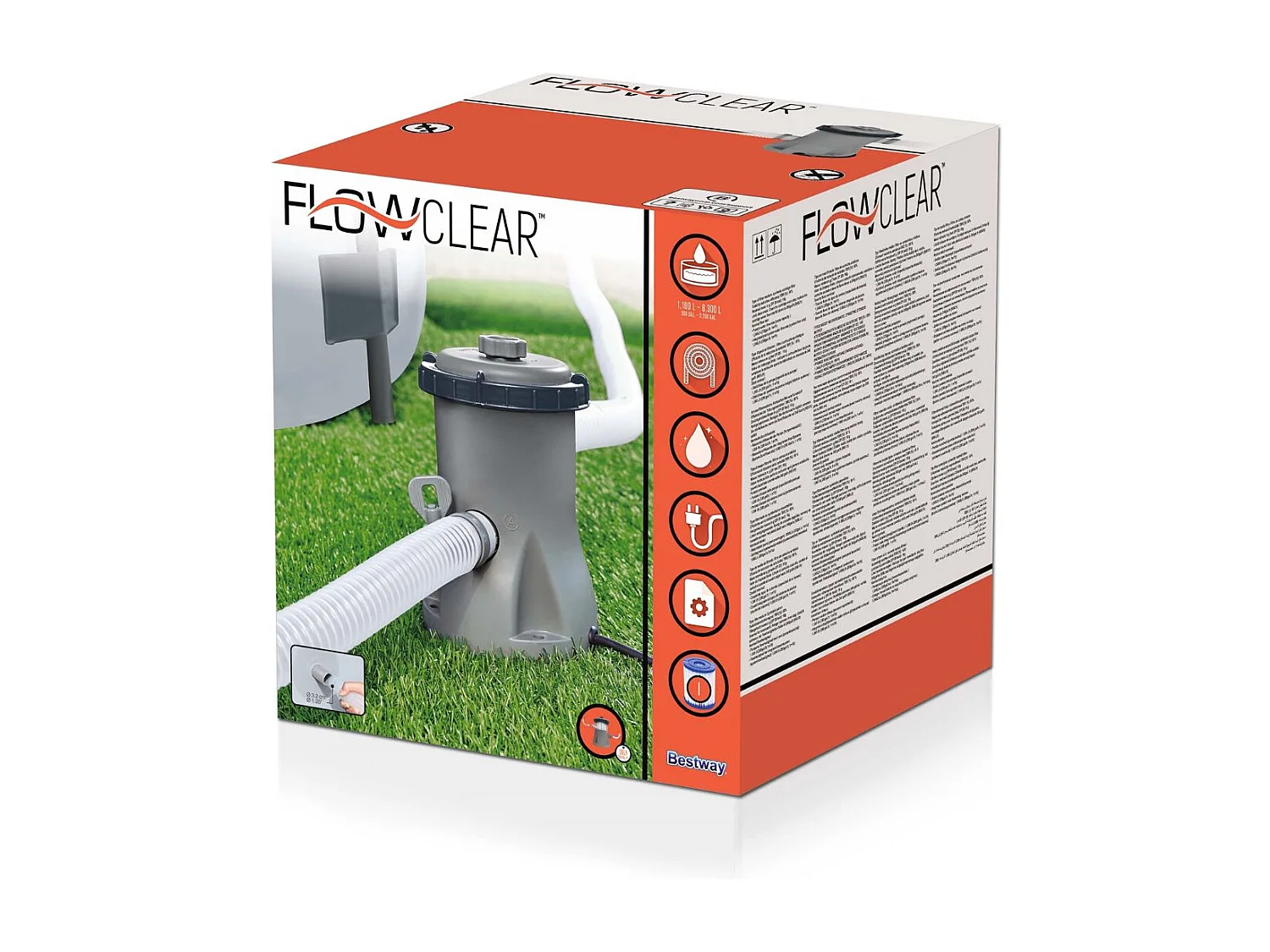 Depuradora con Filtro de Cartucho para Piscinas Desmontables Bestway de 1.249 litros/hora Conexión 32 mm