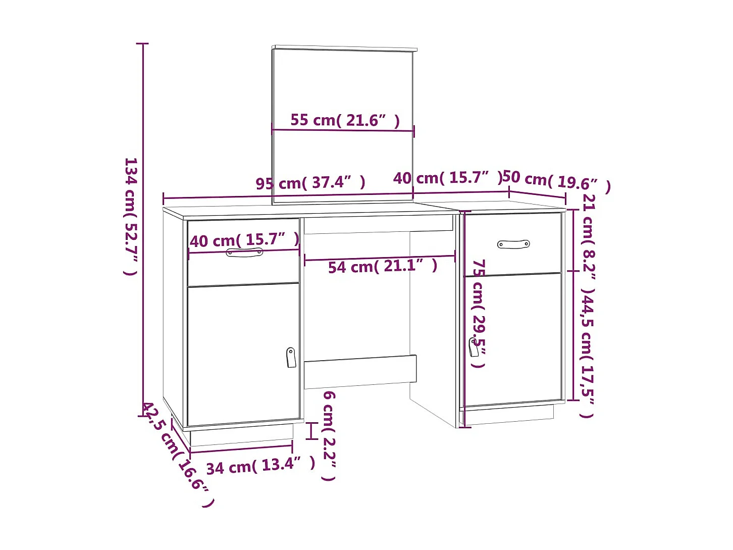 Ensemble de coiffeuse avec bois marron 96 x 50 x 134 cm 02_0006262