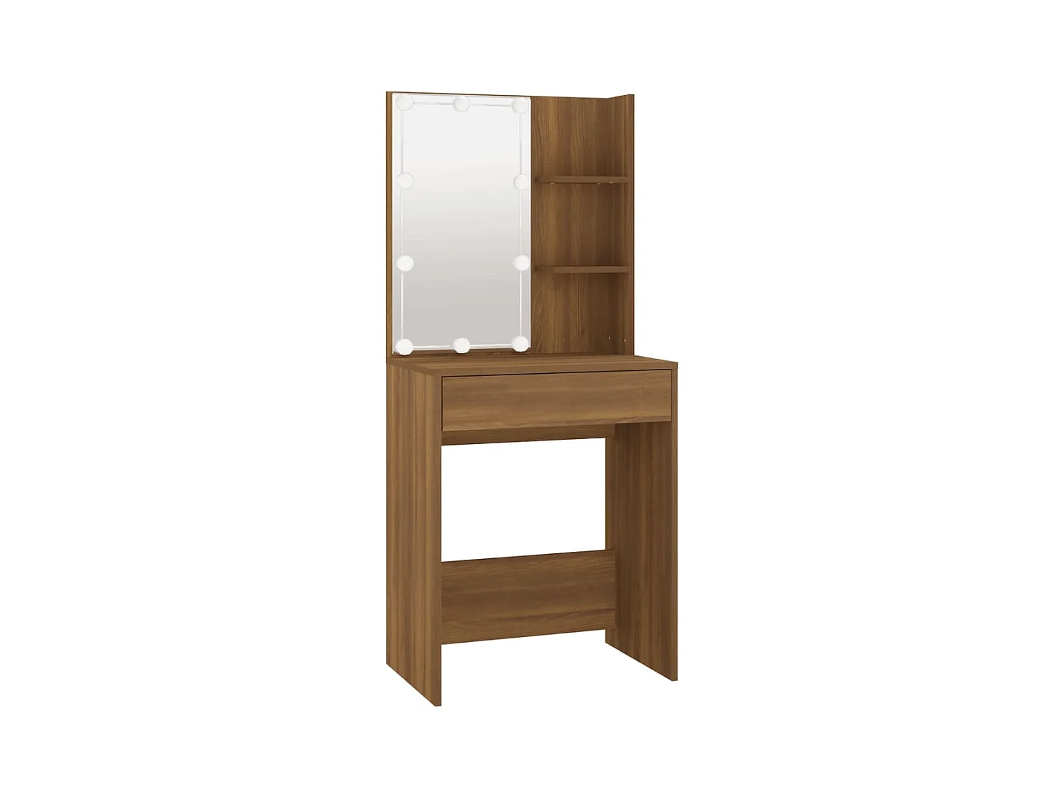 Toeletta tavolo da trucco mobile di design mobile per camera da letto con LED rovere 60 x 40 x 140 cm marrone 02_0006346