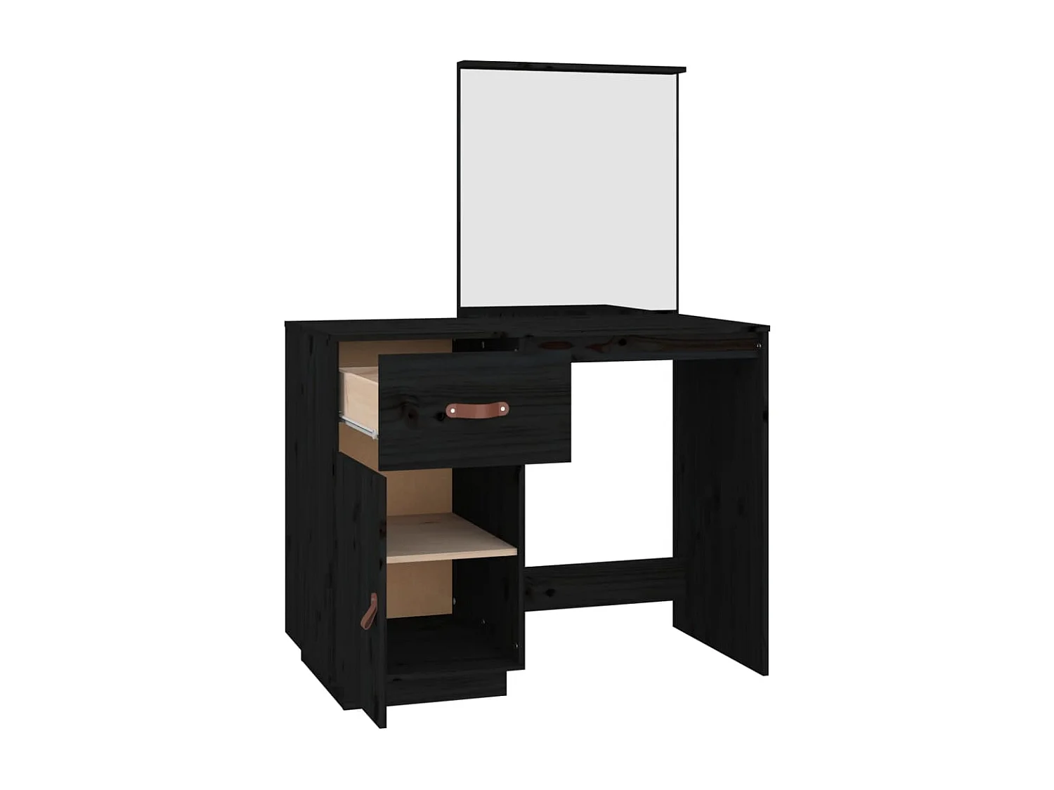 Tocador 95 x 50 x 134 cm madera maciza de pino negro 02_0006230