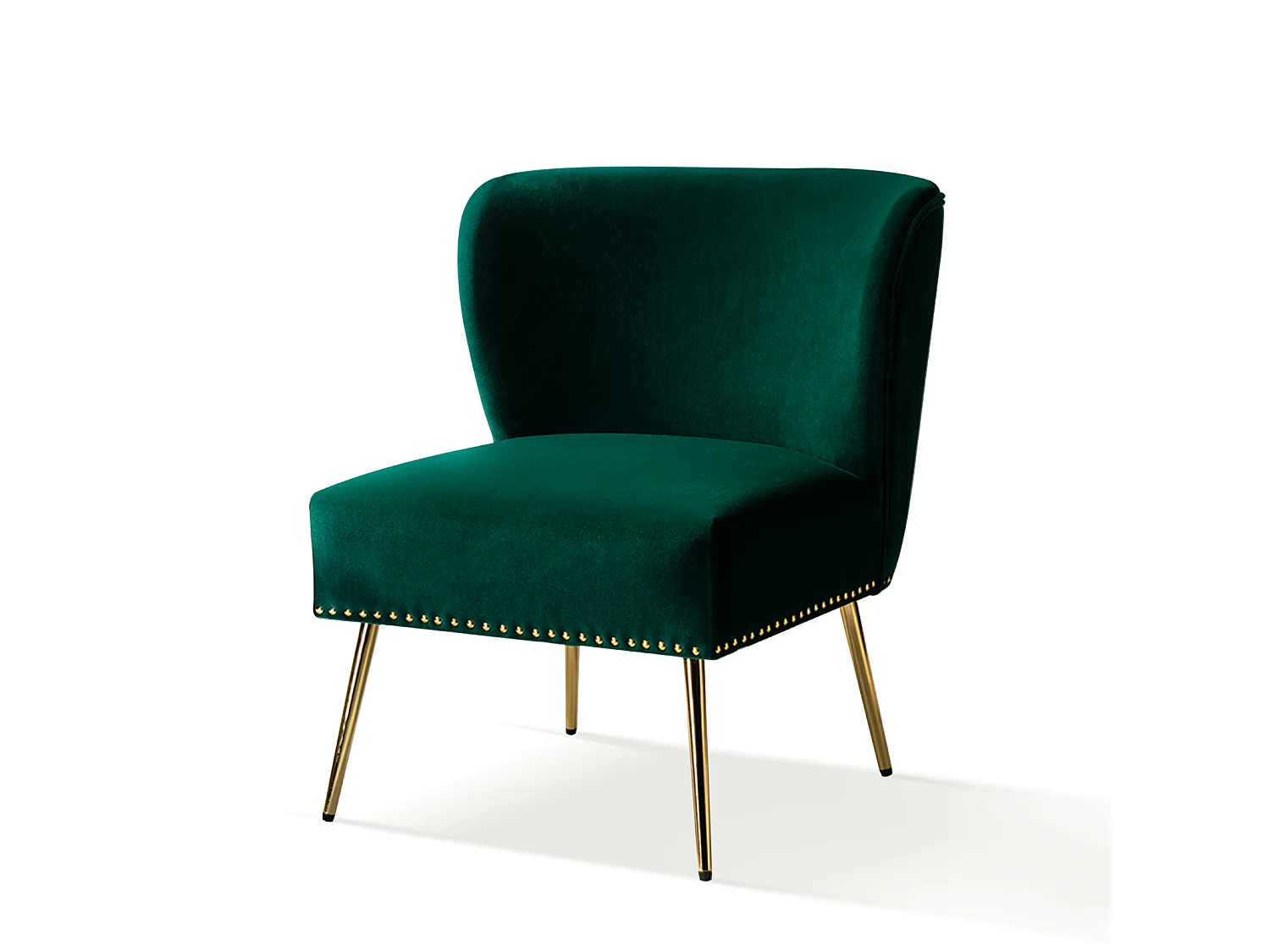 Chaise Salon en Velours avec Pieds en Métal, Fauteuil Rembourrée Confortable，Vert