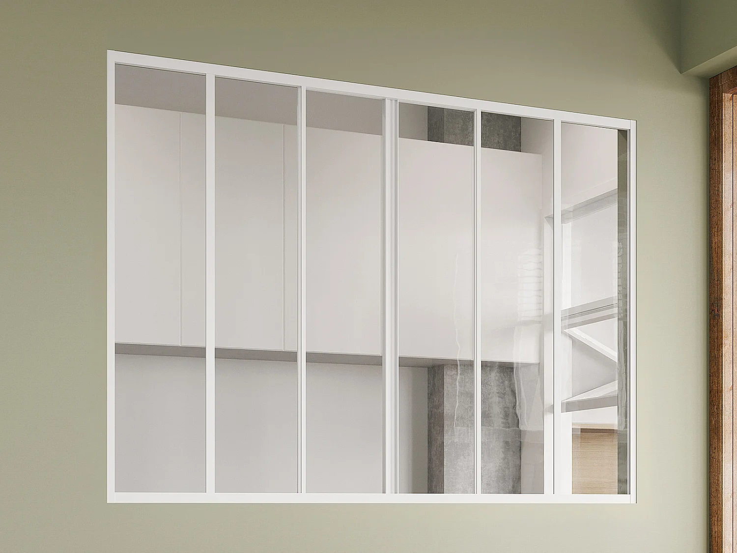 Verrière coulissante en aluminium thermolaqué blanc 180x130 cm - RAVENA