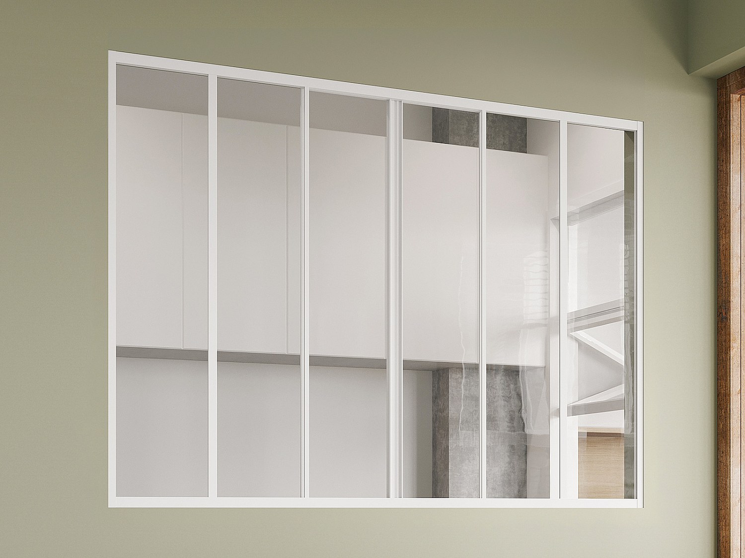 Vente-unique Schiebeglaswand - 180 X 130 Cm - Thermolackiertes Aluminium - Weiß - Ravena