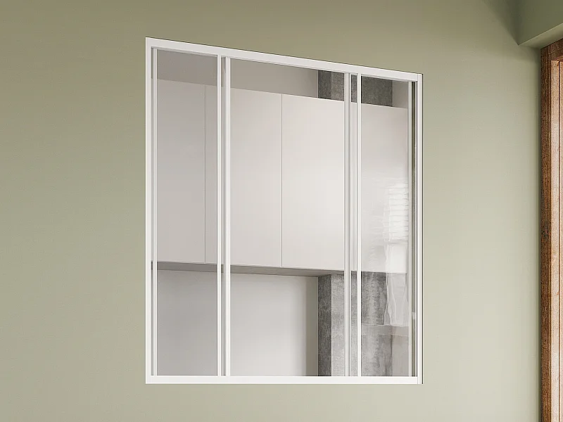 Verrière coulissante en aluminium thermolaqué blanc 120x130 cm - RAVENA