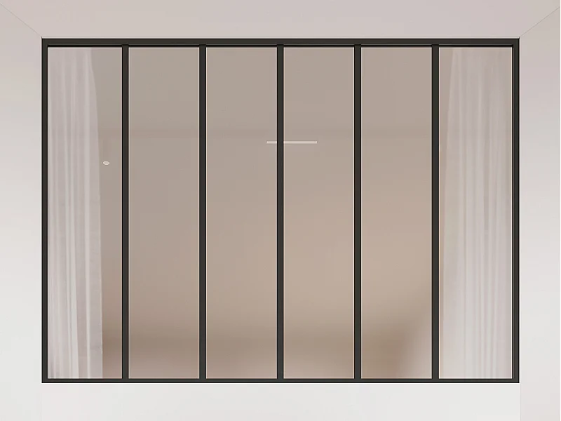 Divisória de atelier alumínio vidro fosco 180x130 cm preto - BAYVIEW