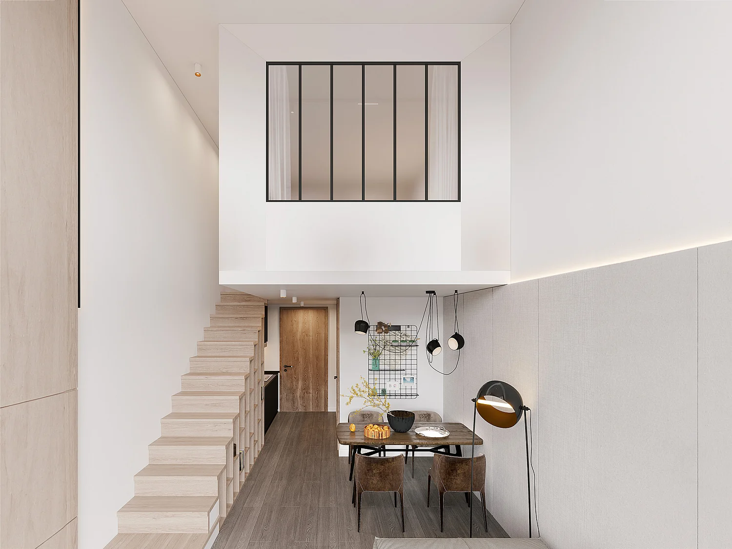 Verrière atelier en aluminium thermolaqué et verre dépoli  - 180 x 130 cm - Noir - BAYVIEW