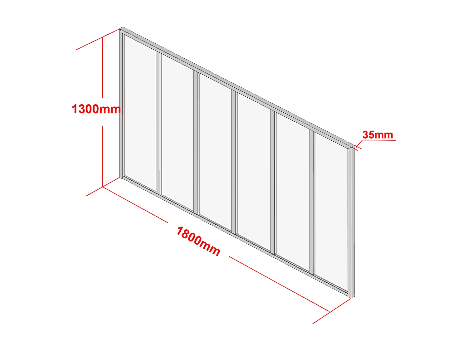 Glazen raam werkplaatsstijl van aluminium en matglas  - 180 x 130 cm - Zwart - BAYVIEW