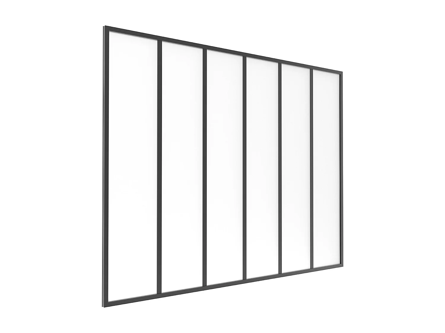 Przeszklona ścianka z aluminium i matowego szkła - 180 x 130 cm - Czarny - BAYVIEW