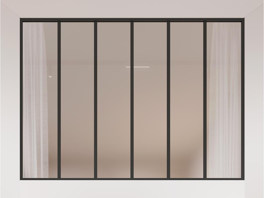 Przeszklona ścianka z aluminium i matowego szkła - 180 x 130 cm - Czarny - BAYVIEW