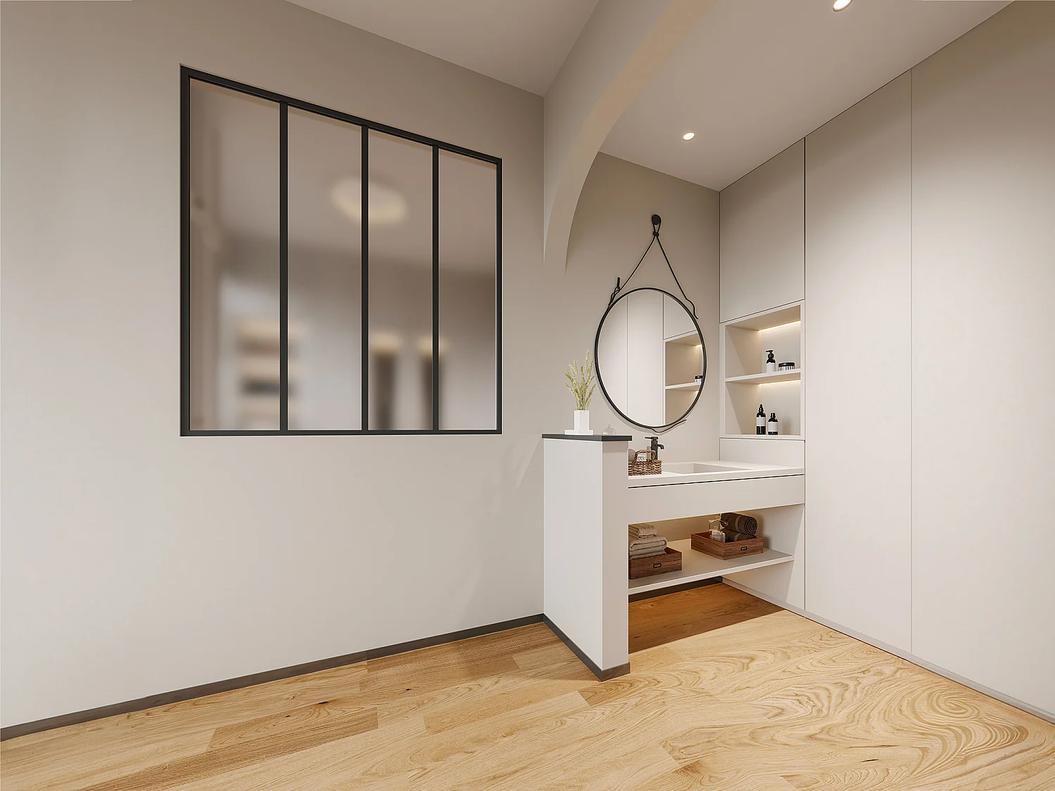 Atelier-Glaswand - 120 x 130 cm - Aluminium & mattiertes Glas - Schwarz - BAYVIEW