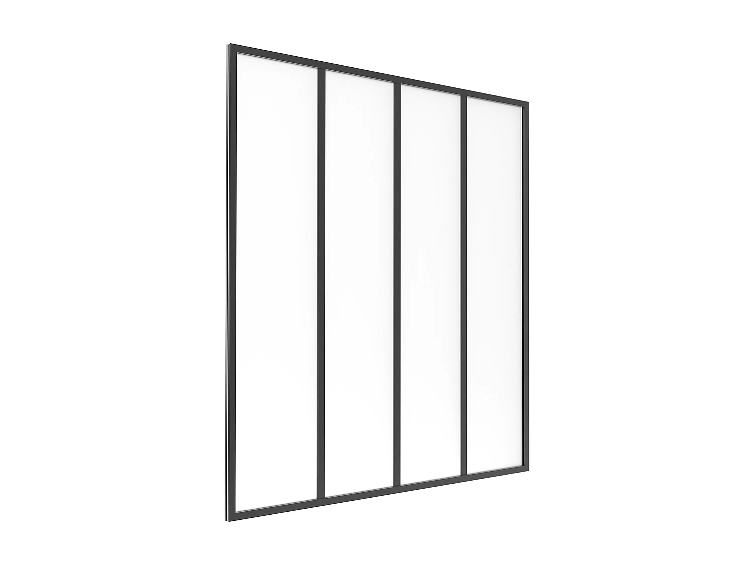 Verrière atelier en aluminium thermolaqué et verre dépoli  - 120 x 130 cm - Noir - BAYVIEW