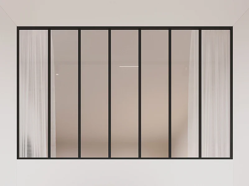 Atelier-Glaswand - 210 x 130 cm - Aluminium & mattiertes Glas - Schwarz - BAYVIEW