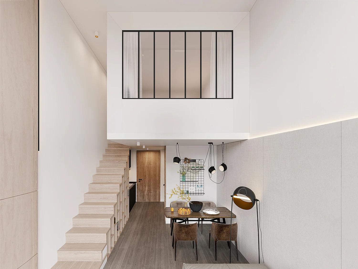 Atelier-Glaswand - 210 x 130 cm - Aluminium & mattiertes Glas - Schwarz - BAYVIEW