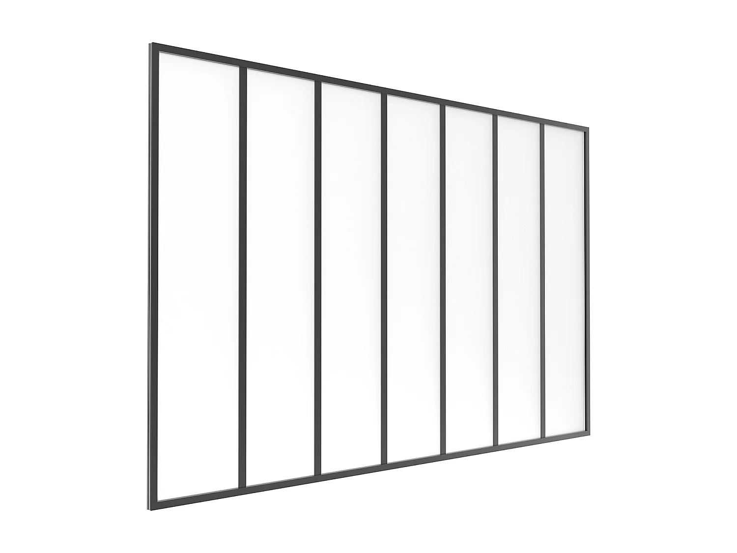 Glazen raam werkplaatsstijl van aluminium en matglas  - 210 x 130 cm - Zwart - BAYVIEW