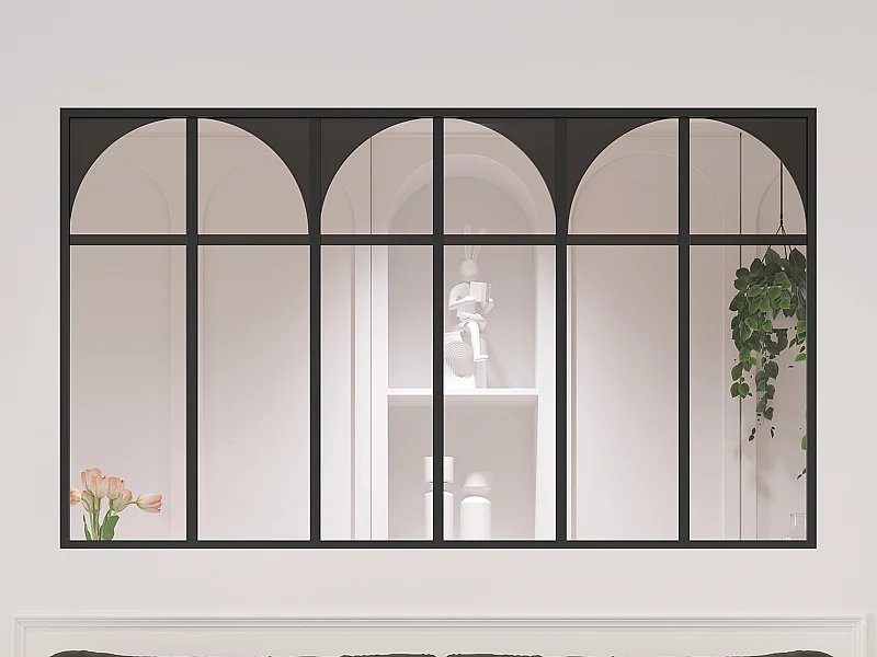 Vetrata atelier 180 x 105 cm in Alluminio termolaccato Nero Art déco - ARCADEA