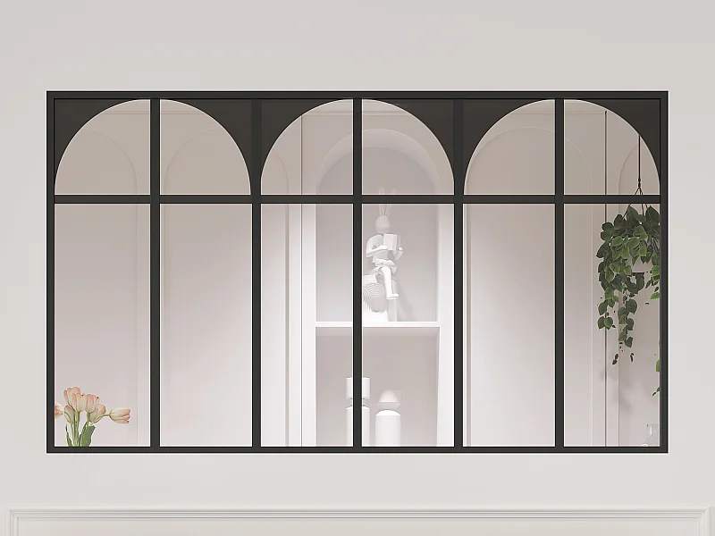 Cristalera atelier de arte déco de aluminio termolacado 180x105 cm - Negro - ARCADEA