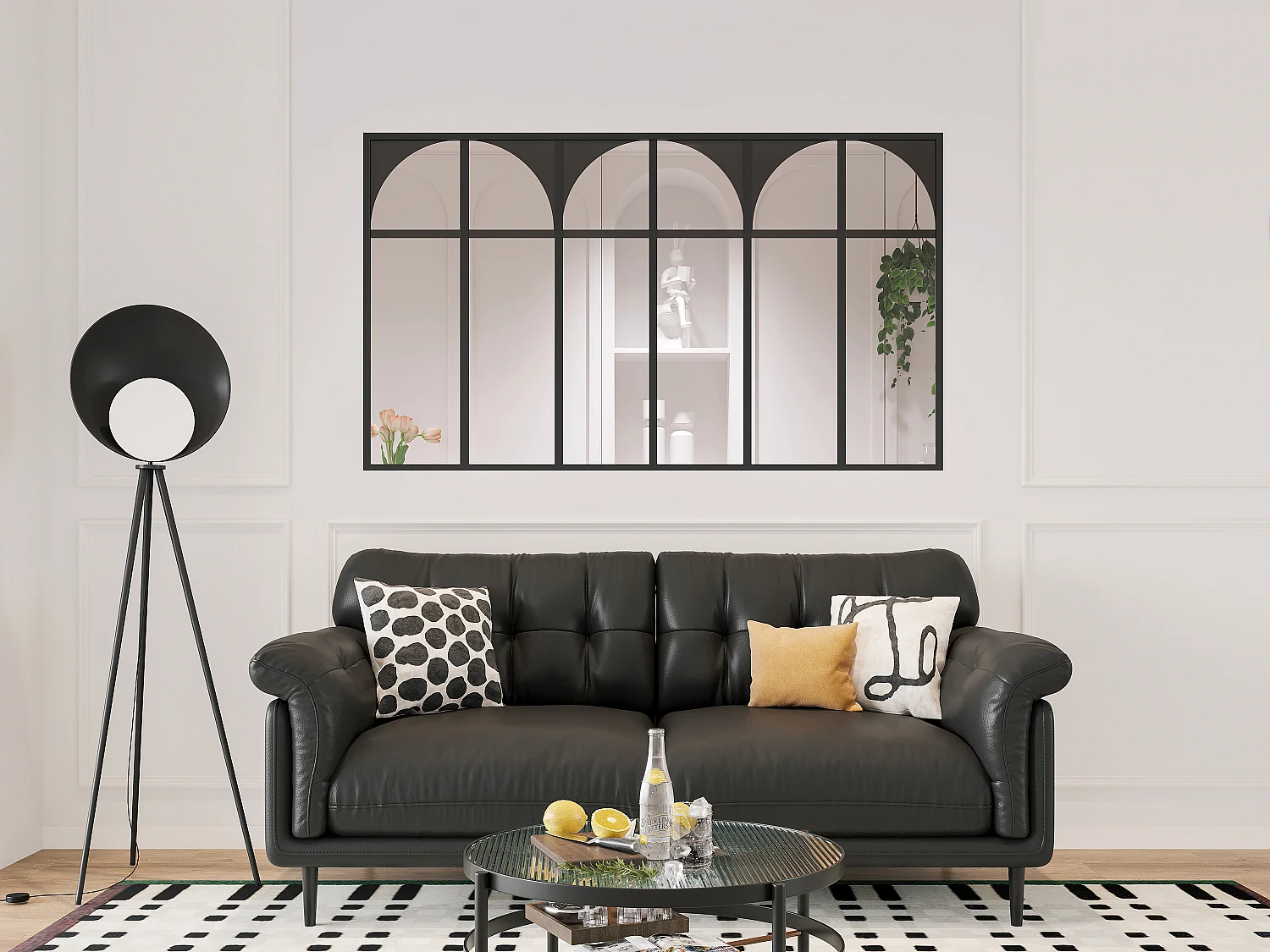 Verrière atelier art déco en aluminium thermolaqué 180x105 cm - Noir - ARCADEA