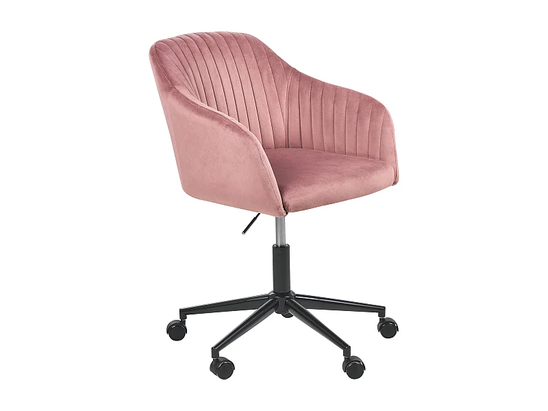 Bürostuhl Samtstoff rosa höhenverstellbar drehbar rollbar modern Venice