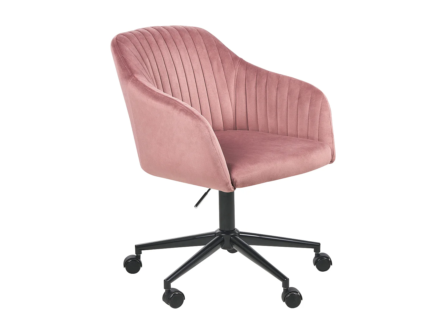 Bürostuhl Samtstoff rosa höhenverstellbar drehbar rollbar modern Venice