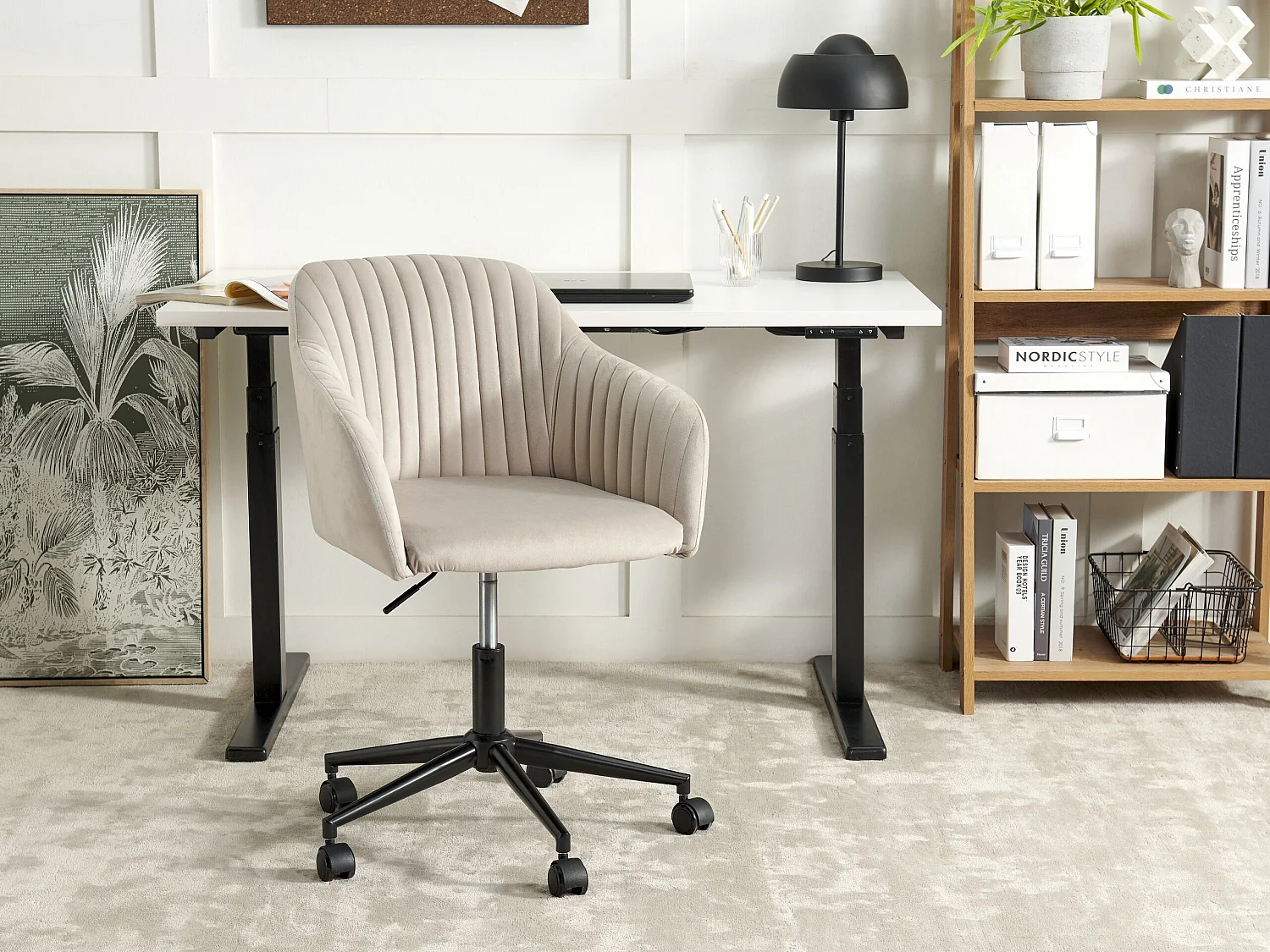 Chaise de bureau VENICE Velours Taupe