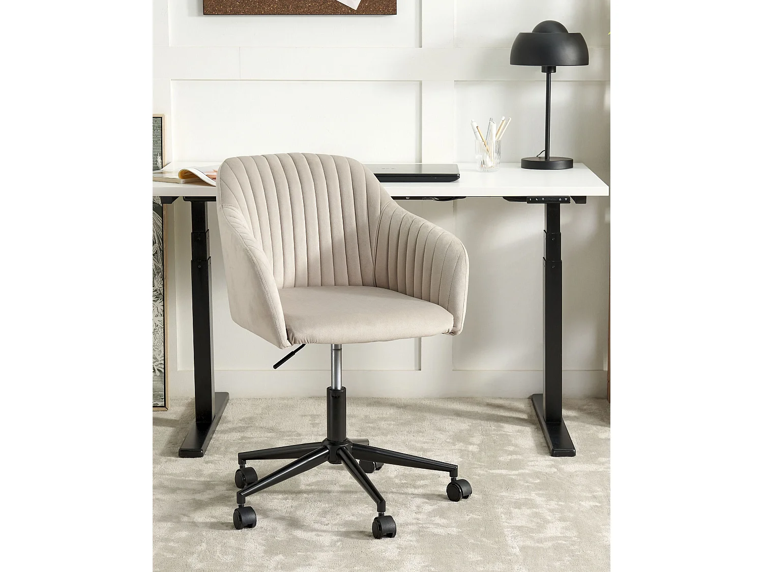 Chaise de bureau VENICE Velours Taupe