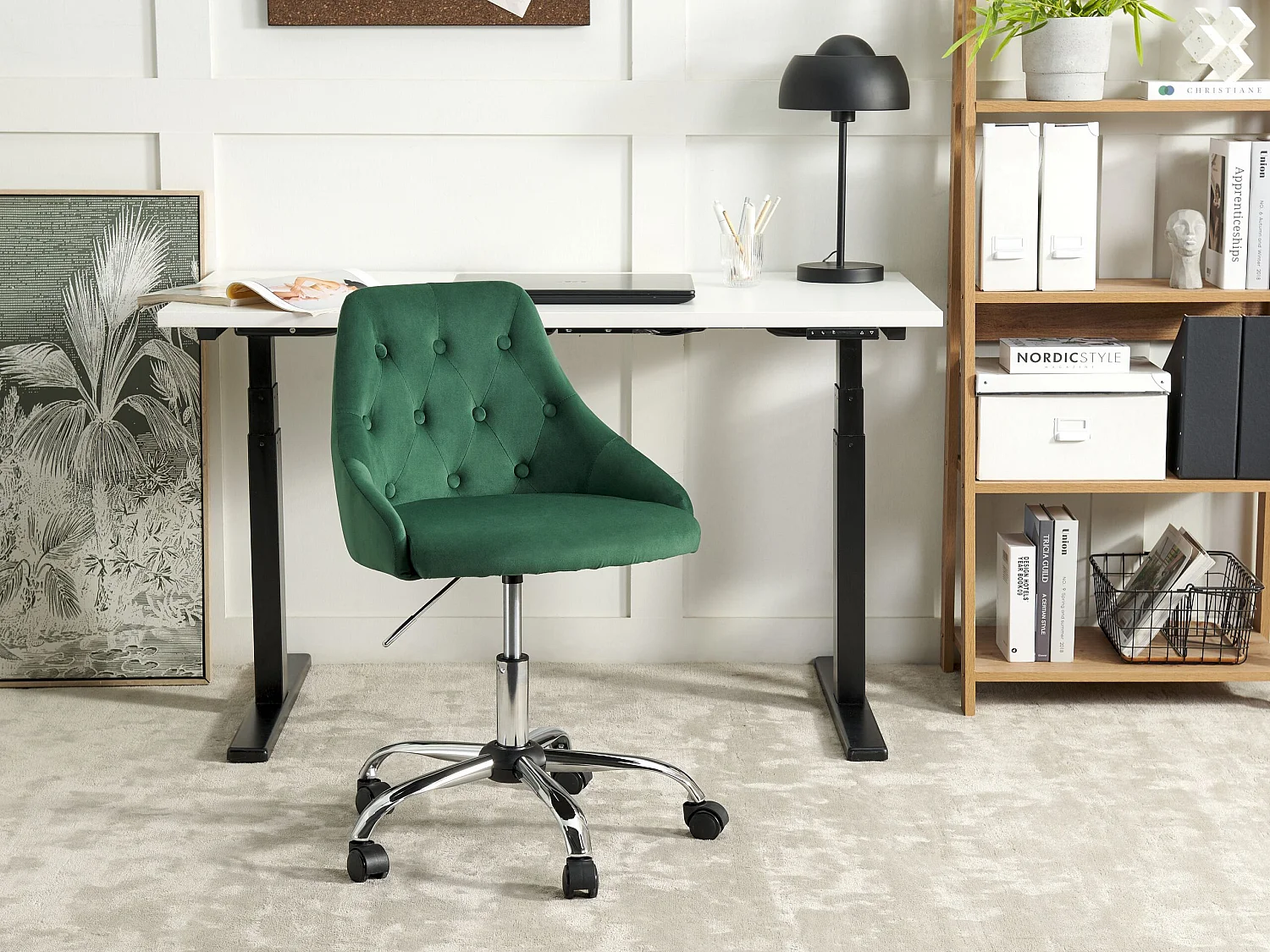 Chaise de bureau PARRISH Velours Vert émeraude