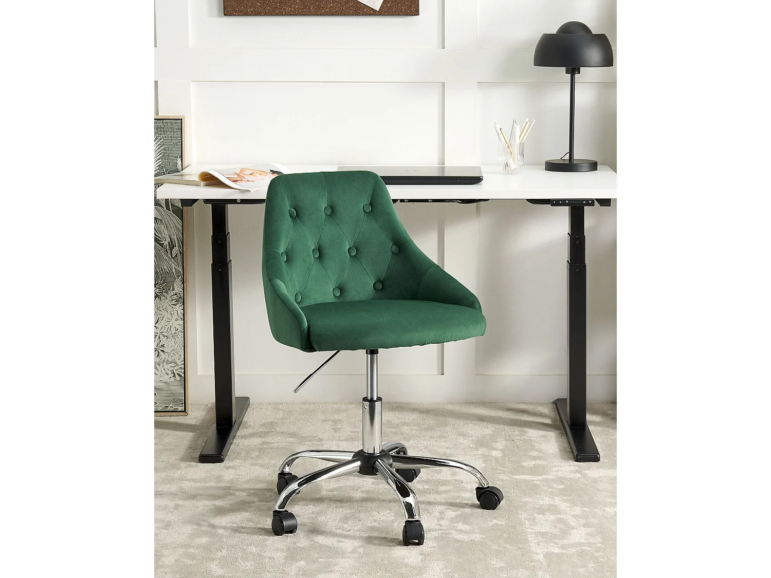 Chaise de bureau PARRISH Velours Vert émeraude