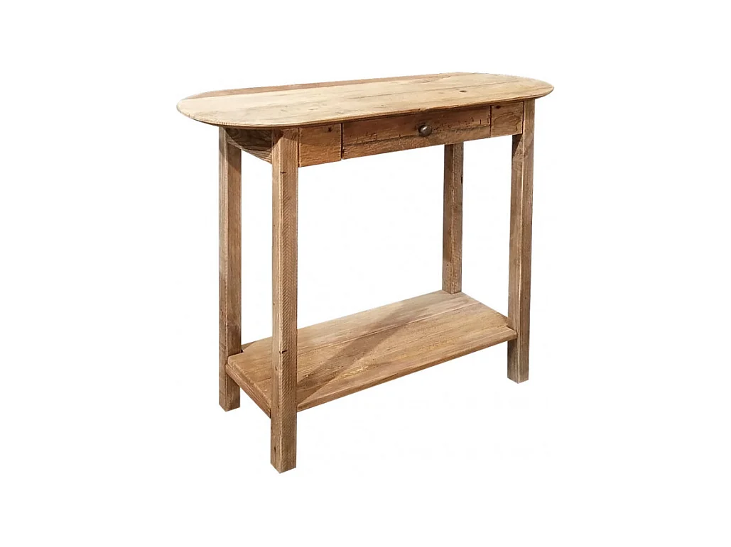 Console L. 75 cm en bois de pin massif recyclé 1 tiroir - CHALET