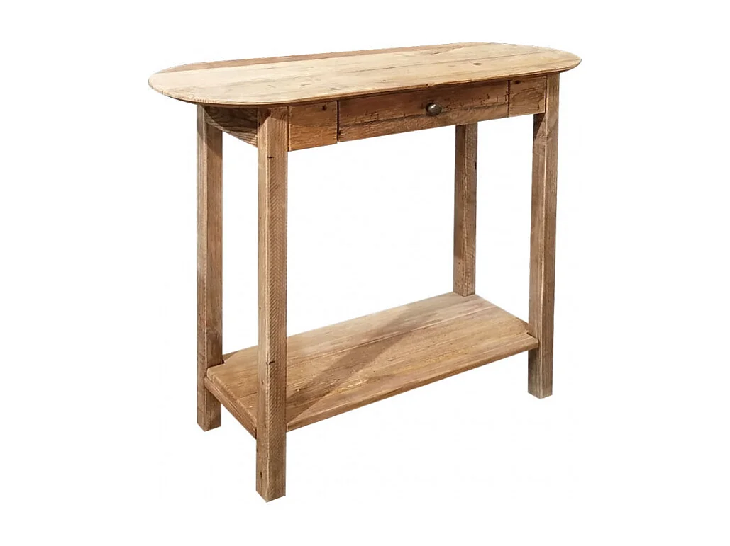 Console L. 75 cm en bois de pin massif recyclé 1 tiroir - CHALET