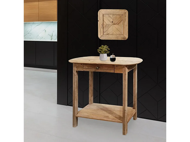 Console L. 75 cm en bois de pin massif recyclé 1 tiroir - CHALET