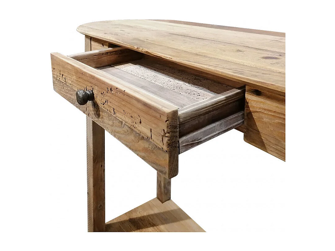 Console L. 75 cm en bois de pin massif recyclé 1 tiroir - CHALET