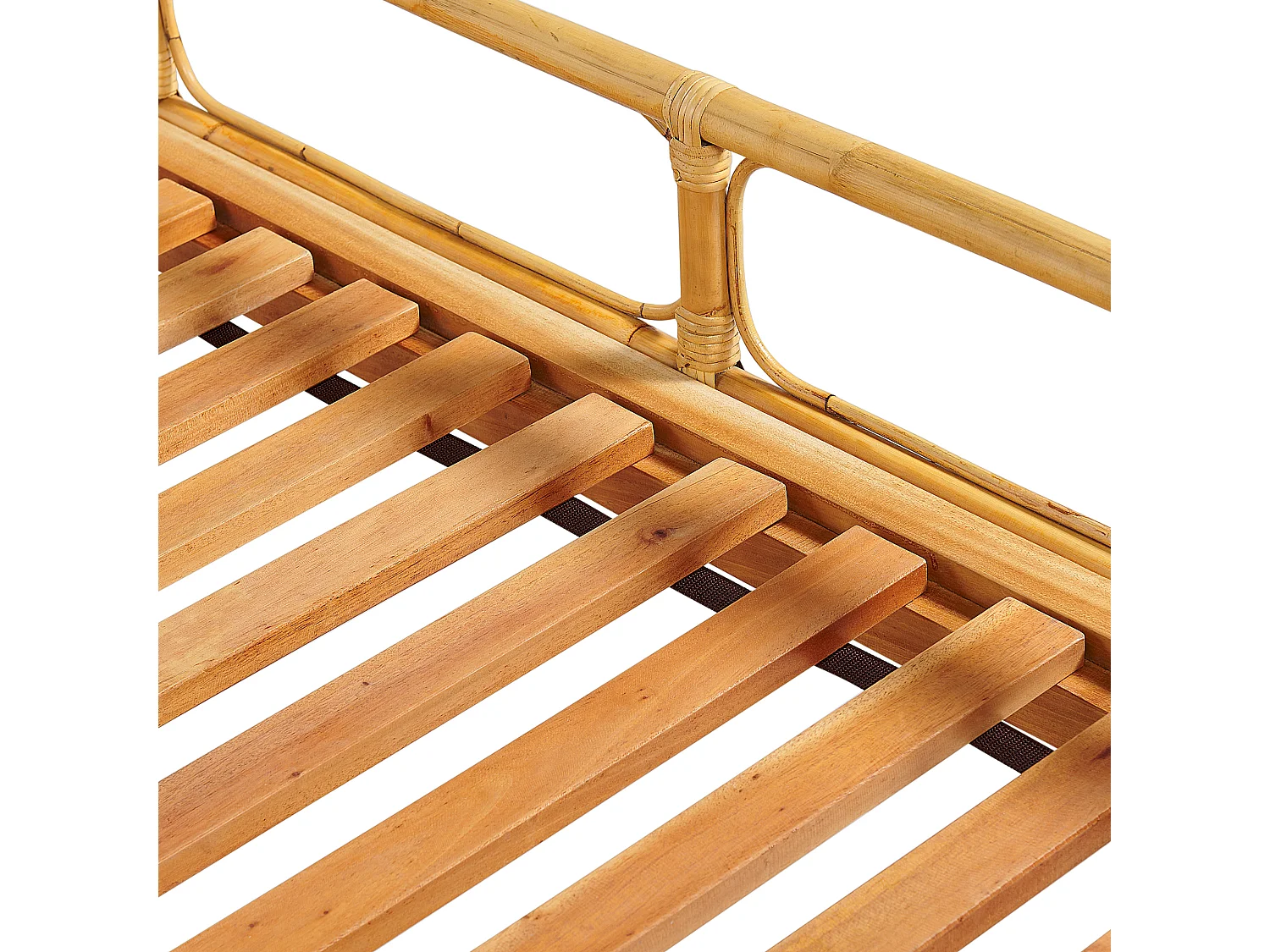 Lit avec sommier Rotin FLORENTINE 160 x 200 cm Marron clair