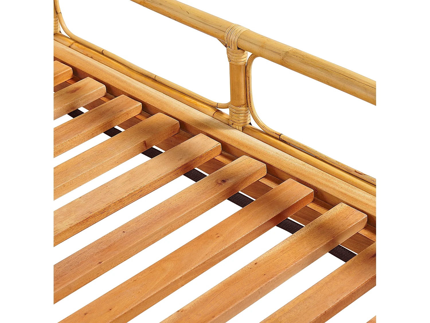 Lit avec sommier Rotin FLORENTINE 160 x 200 cm Marron clair