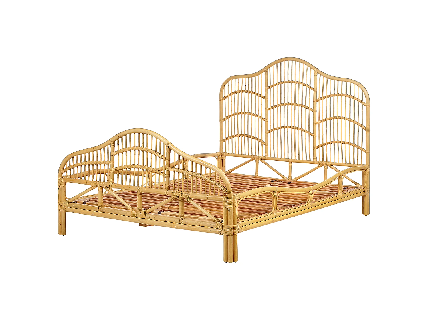 Letto Rattan DOMEYROT 140 x 200 cm Legno chiaro