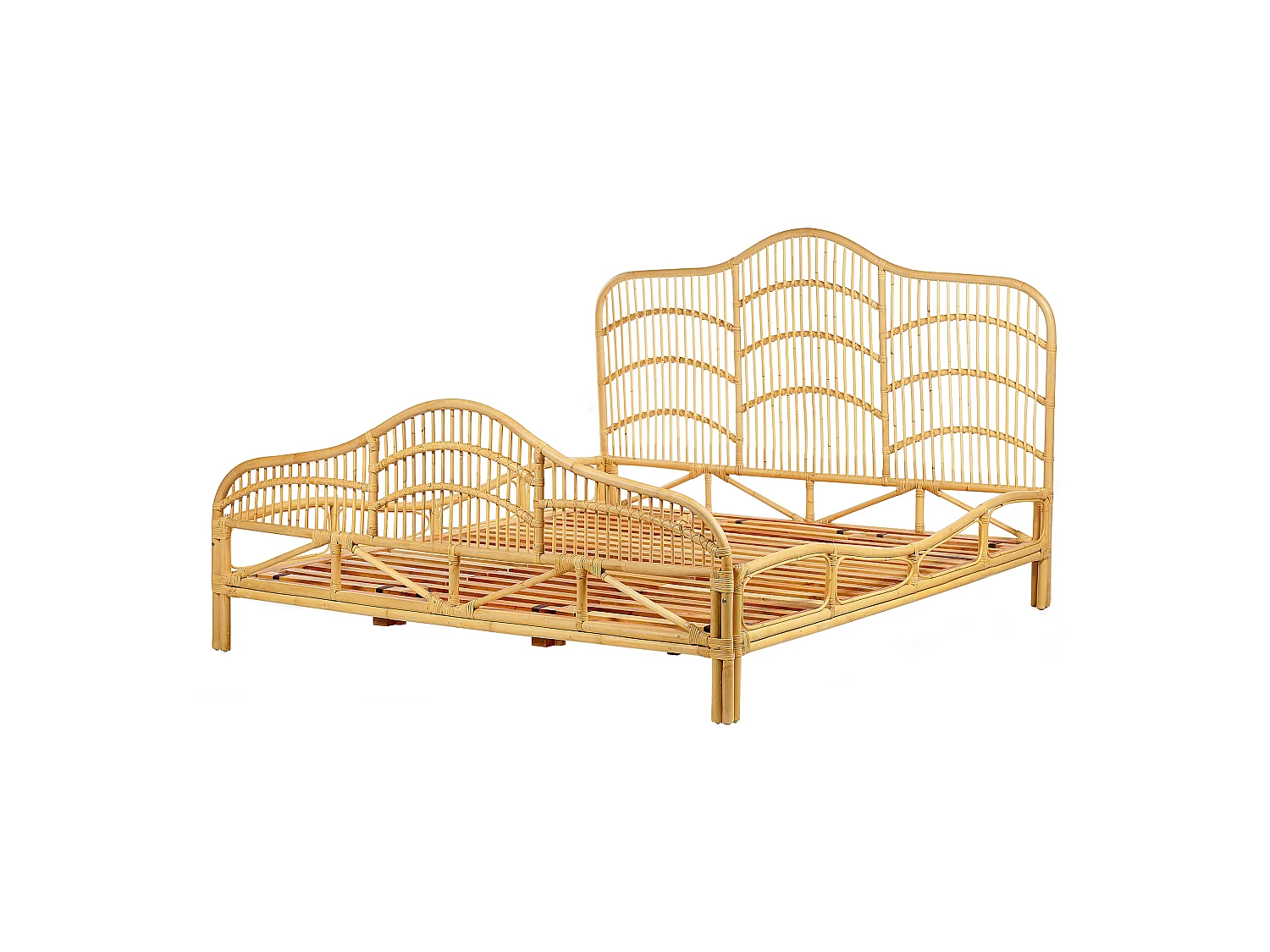 Lit avec sommier Rotin DOMEYROT 180 x 200 cm Marron clair