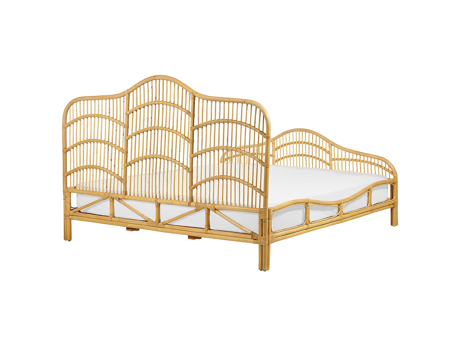 Lit avec sommier Rotin DOMEYROT 180 x 200 cm Marron clair