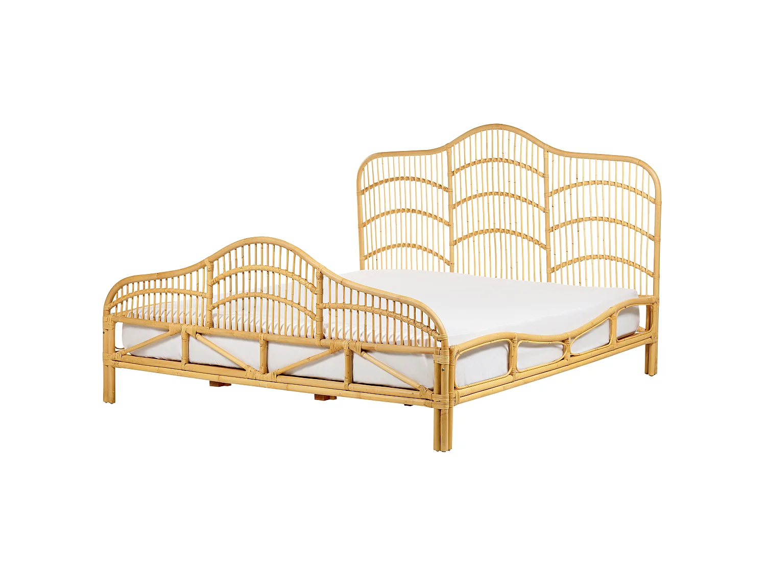 Lit avec sommier Rotin DOMEYROT 180 x 200 cm Marron clair