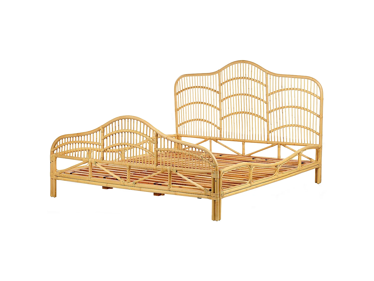 Lit avec sommier Rotin DOMEYROT 180 x 200 cm Marron clair